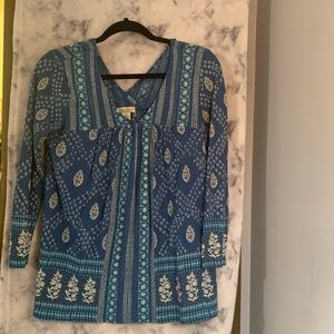 Lucky Brand • Blue blouse with white details • XS